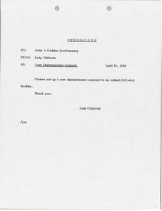 Memorandum from Judy A. Chilcote to Arter-Hadden Bookkeeping