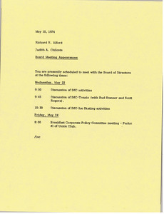 Memorandum from Judy A. Chilcote to Richard R. Alford