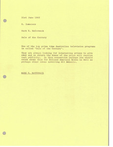 Memorandum from Mark H. McCormack to H. Richard Isaacson