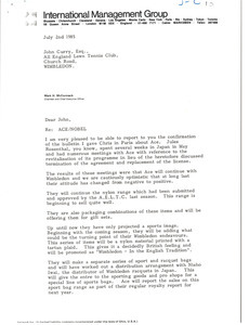 Letter from Mark H. McCormack to John Curry