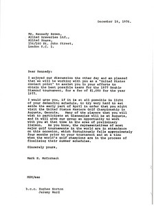 Letter from Mark H. McCormack to Kennedy Brown