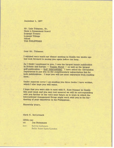 Letter from Mark H. McCormack to Luis Tabuena