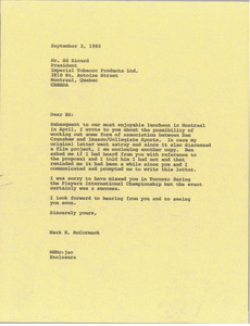 Letter from Mark H. McCormack to Ed Ricard