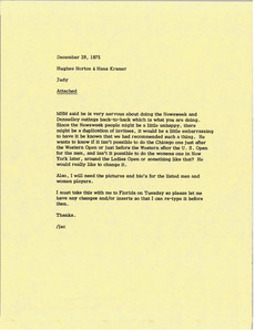 Memorandum from Judy A. Chilcote to Hughes Norton and Hans Kramer