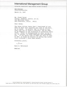 Letter from Mark H. McCormack to Frank Tatum