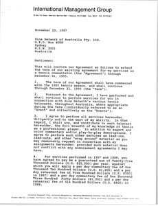 Letter from Betsy Nagelsen McCormack to Nine Network of Australia