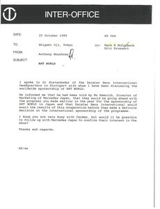 Memorandum from Anthony Bouchier to Shigeki Uji