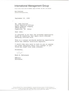 Letter from Mark H. McCormack to John Sculley