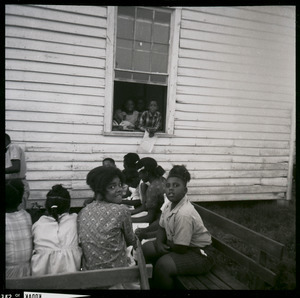 Freedom School class outside Mt. Zion Church during Freedom Summer