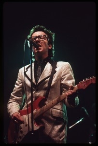 Elvis Costello and the Attractions in concert: Costello on guitar and vocals