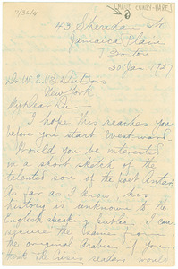 Letter from Maud Cuney-Hare to W. E. B. Du Bois
