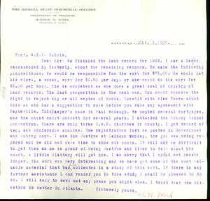 Letter from Monroe N. Work to W. E. B. Du Bois