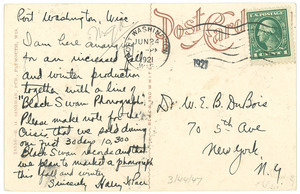 Postcard from Harry H. Pace to W. E. B. Du Bois