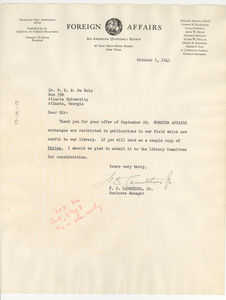Letter from F. D. Caruthers, Jr. to W. E. B. Du Bois