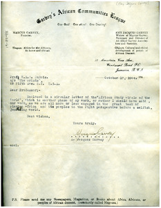 Letter from Amy Jacques Garvey to W. E. B. Du Bois