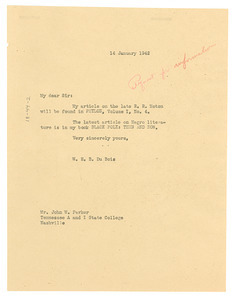 Letter from W. E. B. Du Bois to John W. Parker