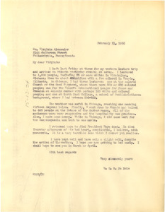 Letter from W. E. B. Du Bois to Virginia Alexander