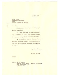 Letter from W. E. B. Du Bois to Bulgarian Radio