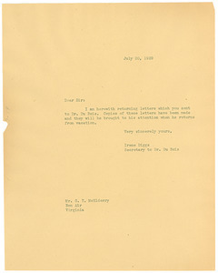 Letter from Ellen Irene Diggs to G. T. McElderry