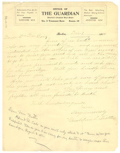 Letter from Geraldine L. Trotter to W. E. B. Du Bois
