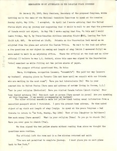 Memorandum on my attendance on the Canadian Peace Congress