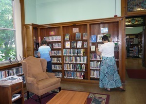 Hatfield Public Library: reading area and book stacks