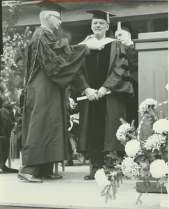 Richard Gettell at his hooding ceremony during the Centennial Convocation
