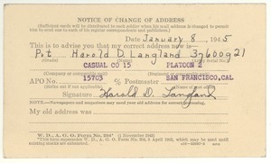 Card from Harold D. Langland to Clara M. Langland