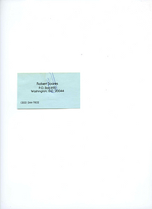 Correspondence: Business Card of Robert Soares.