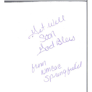 Card from a woman at the Western Massachusetts Correctional Alcohol Center