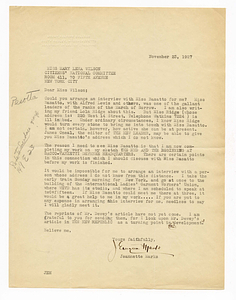 Letter from Jeannette Marks to Mary Lena Wilson, November 23, 1927