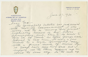 Letter from Fred W. Dickens to George Draper (June 27, 1939)