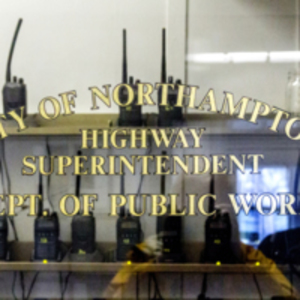 Office at the DPW vehicle repair building