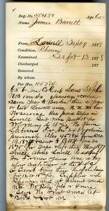 Tewksbury Almshouse Intake Record: Barrett, James