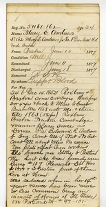 Tewksbury Almshouse Intake Record: Andrews, Mary E.