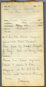 Tewksbury Almshouse Intake Record: Connolly, Ann