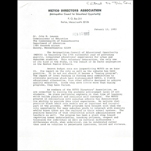 Letter, John H. Lawson, January 13, 1983.