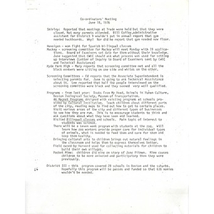 Co-ordinator's meeting, June 18, 1976.