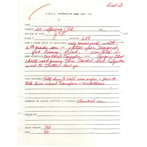 District II CWEC information form, September 1975.