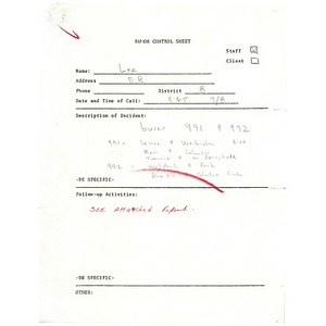District VIII rumor control sheet, September 1975.
