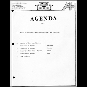 Meeting materials for May 1989.