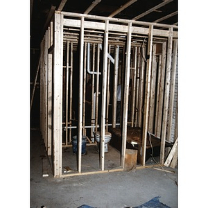 Framing around the space that will become a bathroom in Residencia Betances.