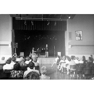 Singer and pianist perform on the stage of the Jorge Hernandez Cultural Center.