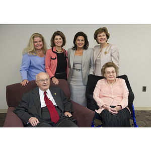 Dr. George J. Kostas and Angelina P. Kostas pose with their four daughters at the groundbreaking ceremony