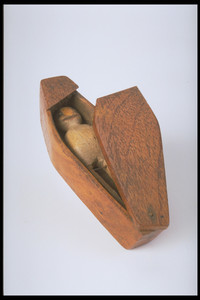 Miniature Toy Coffin with Doll
