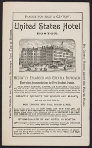 New pocket map of Boston and surrounding country, Tilly Haynes, United States Hotel, corner of Kingston, Beach and Lincoln Streets, Boston, Mass., 1889