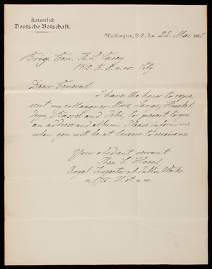 Theo [illegible] Hoech to Thomas Lincoln Casey, May, 22, 1895