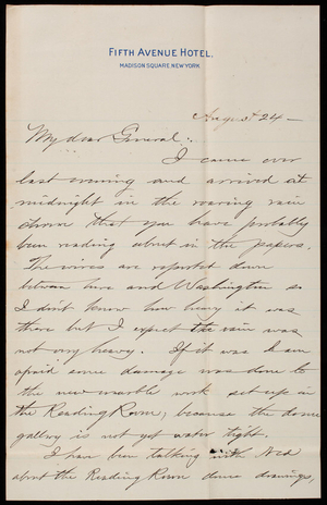 Bernard R. Green to Thomas Lincoln Casey, August 24, 1893