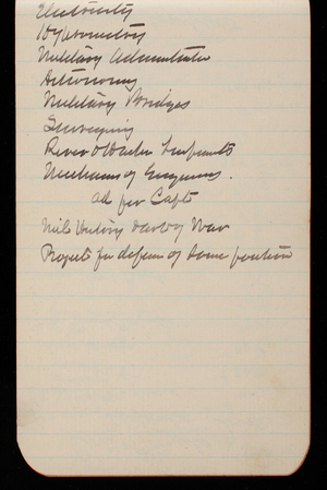 Thomas Lincoln Casey Notebook, Professional Memorandum, 1889-1892, undated, 09, Electricity