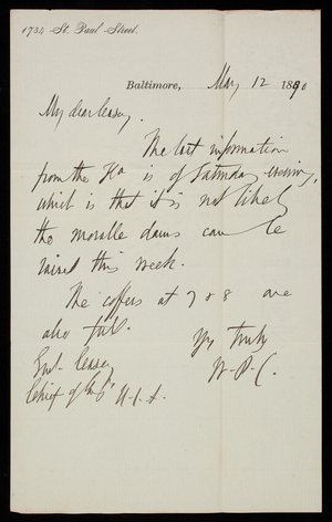 [William P. Craighill] to Thomas Lincoln Casey, May 12, 1890